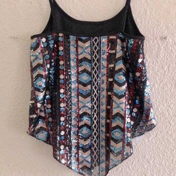 RUE21 COLORFUL SEQUINS BOHO PRINT TANK TOP/EUC - Picture 13 of 14